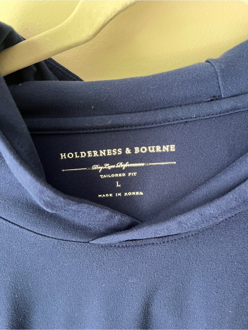 Holderness and Bourne Men's Navy Blue Hooded Long-Sleeve Performance Golf Shirt - Picture 4 of 5